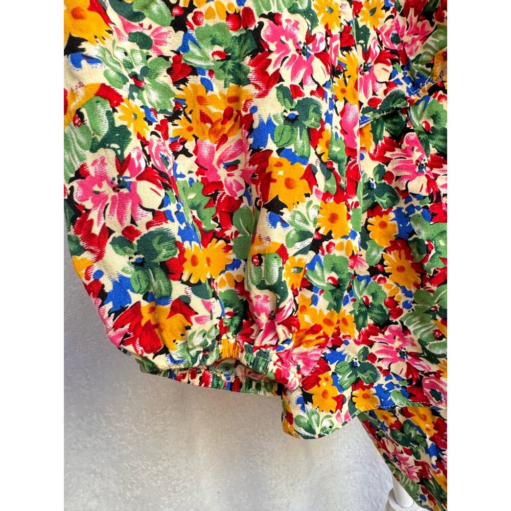 Hailey & Co Colorful Floral Long Sleeve Tiered Romper Mini Dress Women's Small - Picture 9 of 11